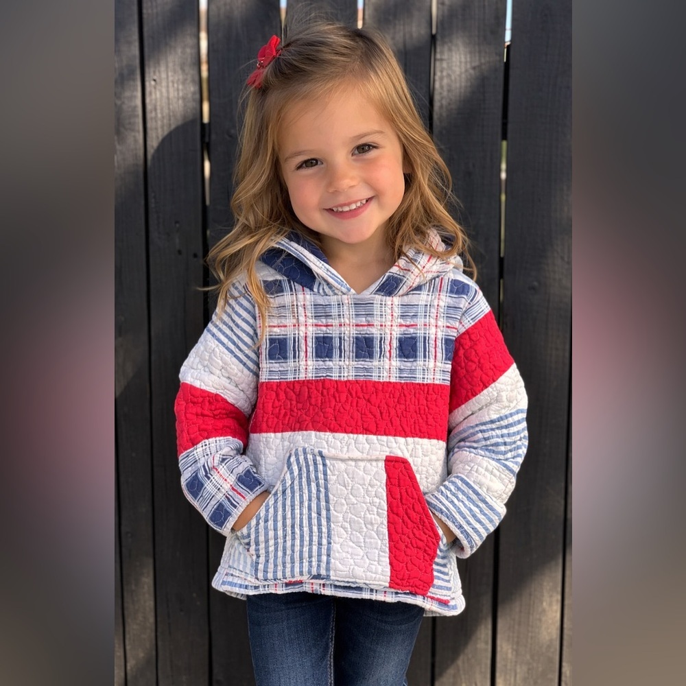4t Kids Red and Blue Plaid Hoodie